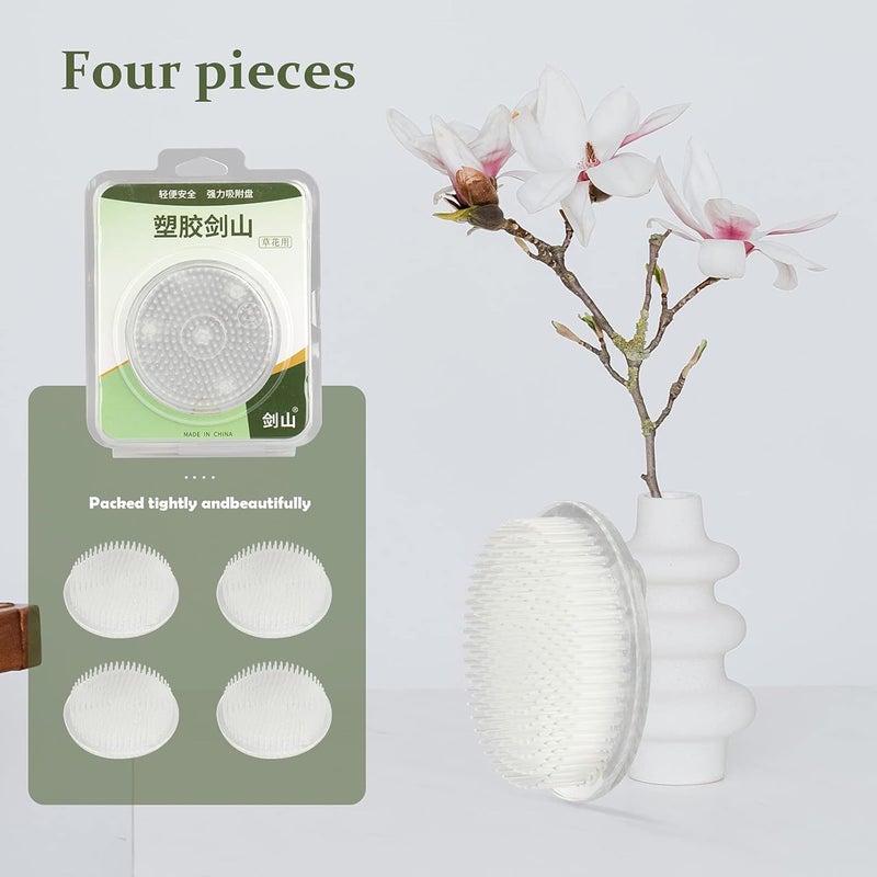 Calsoling 4 Pieces Flower Frog Transparent Flower Arrangement Holder, Round Pin Flower Holder Floral Arranging Frog with 3 Suction Cup from Japanese Ikebana Art for Home Plant Decoration DIY Craft - Image 5